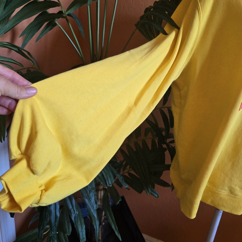 Disney Mickey Mouse Sweatshirt Yellow XL Balloon Sleeves Parks Crew Neck - Picture 5 of 9